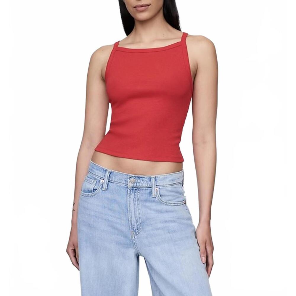 Gap Modern Apron-Neck Crop Tank Top Tomato Sauce Red NWT XL